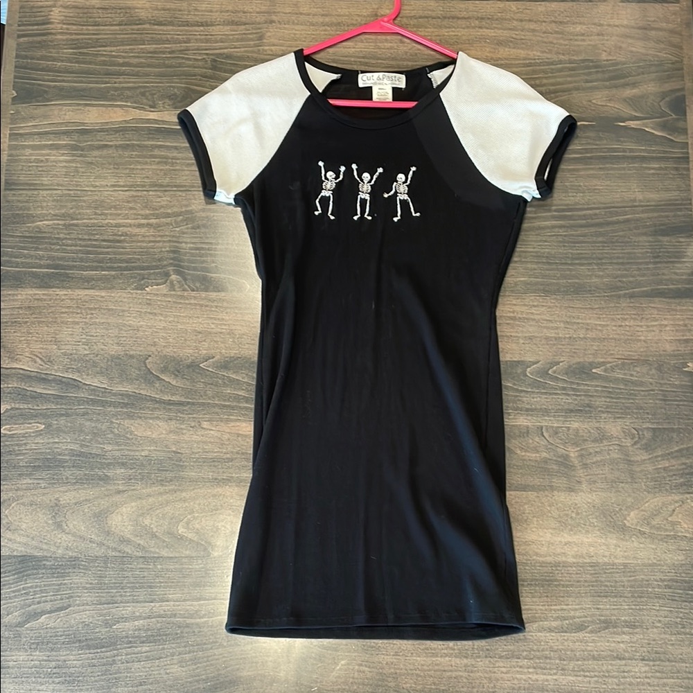Black and White Skeleton Mini Dress